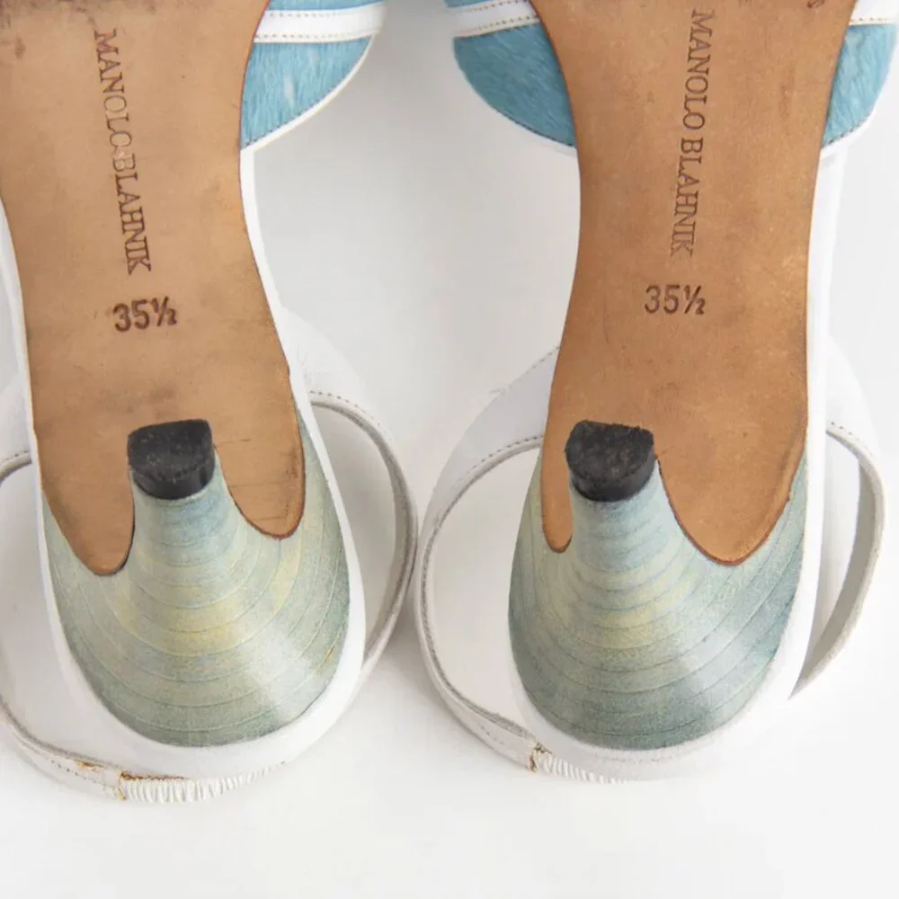 RARE vintage Manolo Blahnik blue pony hair heels in very good condition - Picture 8 of 8